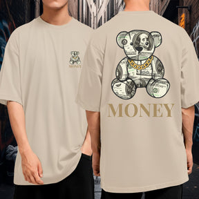 Camiseta Oversized Streetwear Money Bear Corrente Dourada Preta