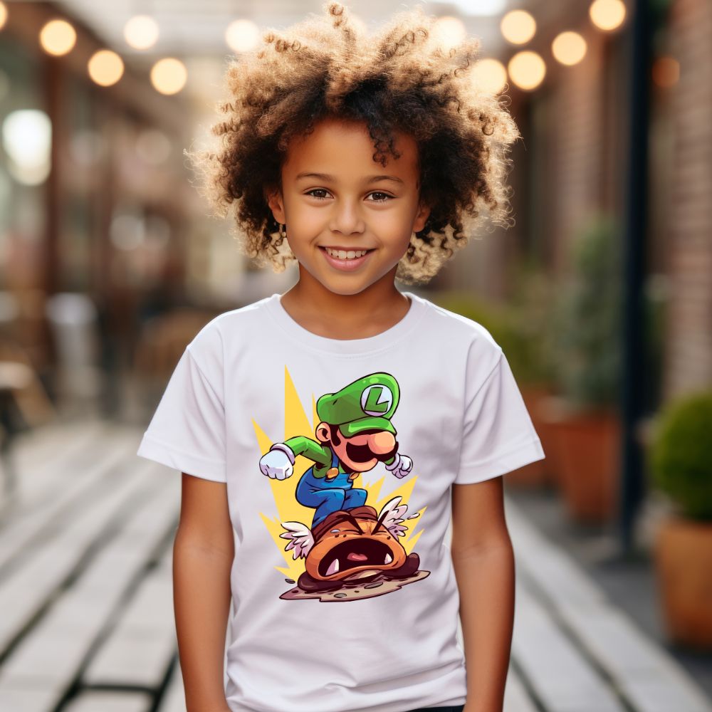 Camiseta Infanto Juvenil Personagens Super Mario Personagem Luigi