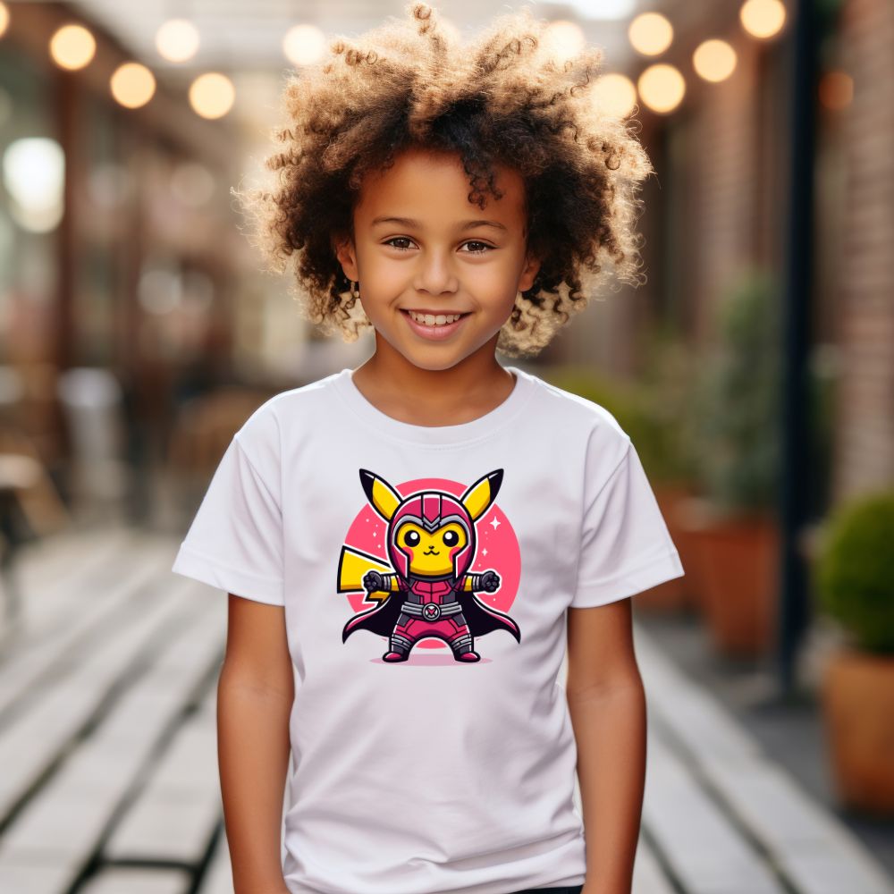 Camiseta Infanto Juvenil Personagens Pikachu Super Heróis 03