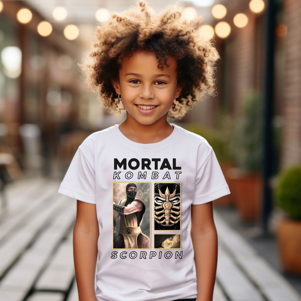 Camiseta Infanto Juvenil Personagens Jogos Games Mortal Kombat Scorpions