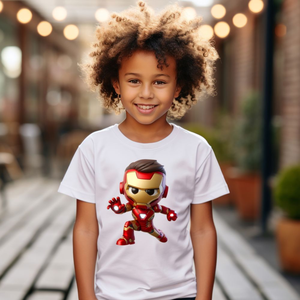 Camiseta Infanto Juvenil Personagens Homem de Ferro Mini Heróis-01