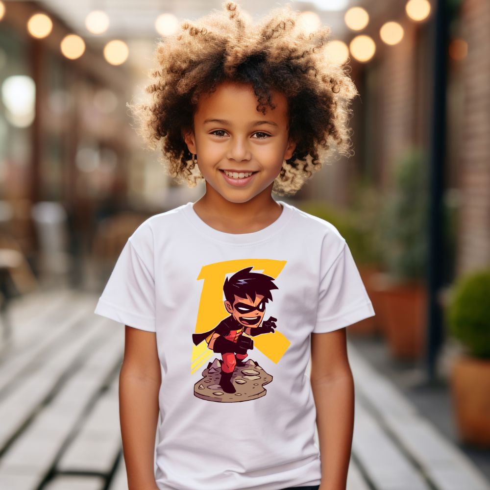 Camiseta Infanto Juvenil Personagens Super Heróis Robbin