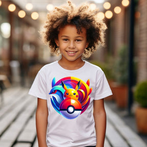 Camiseta Infanto Juvenil Personagens Pikachu Pokémon Vintage Pokebola