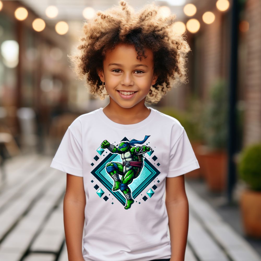 Camiseta Infanto Juvenil Personagens Tartarugas Ninjas Leonardo