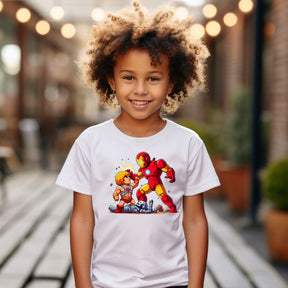 Camiseta Infanto Juvenil Personagens He-man vs Homem de Ferro