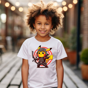 Camiseta Infanto Juvenil Personagens Pikachu Super Heróis Arqueiro