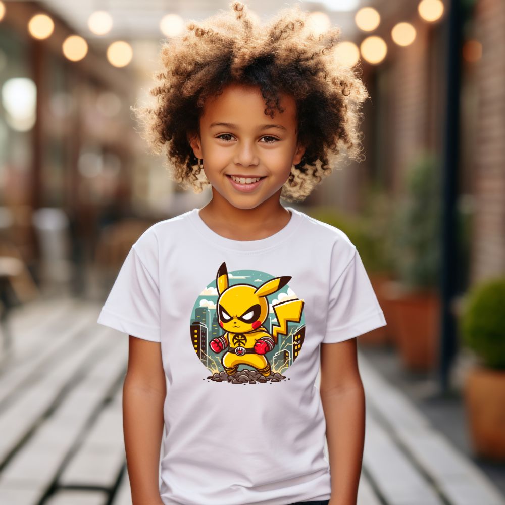 Camiseta Infanto Juvenil Personagens Pikachu Super Heróis Wolverine x-men