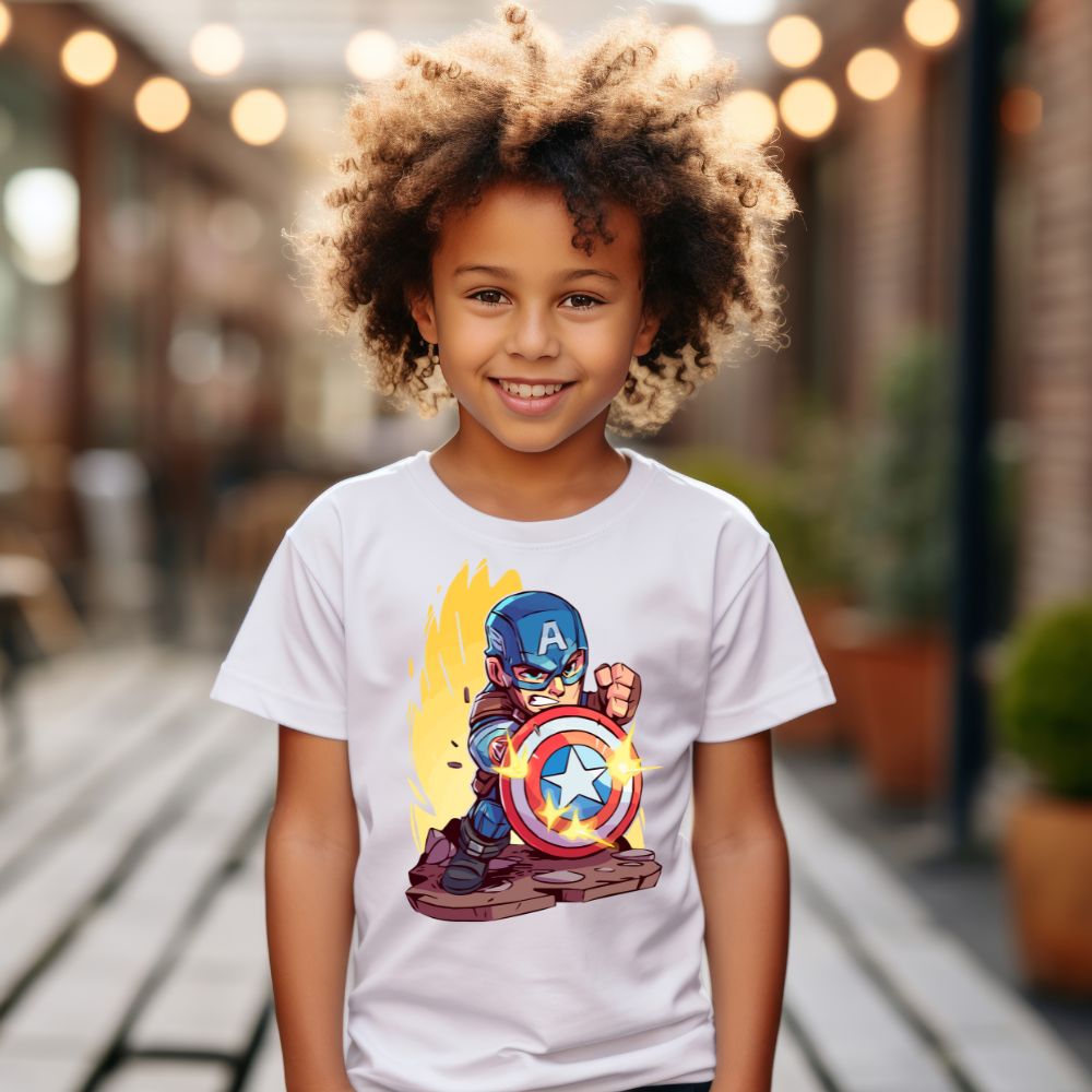 Camiseta Infanto Juvenil Personagens Super Herois Capitão América