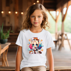 Camiseta Infanto Juvenil Personagens Arlequina Gatinhos