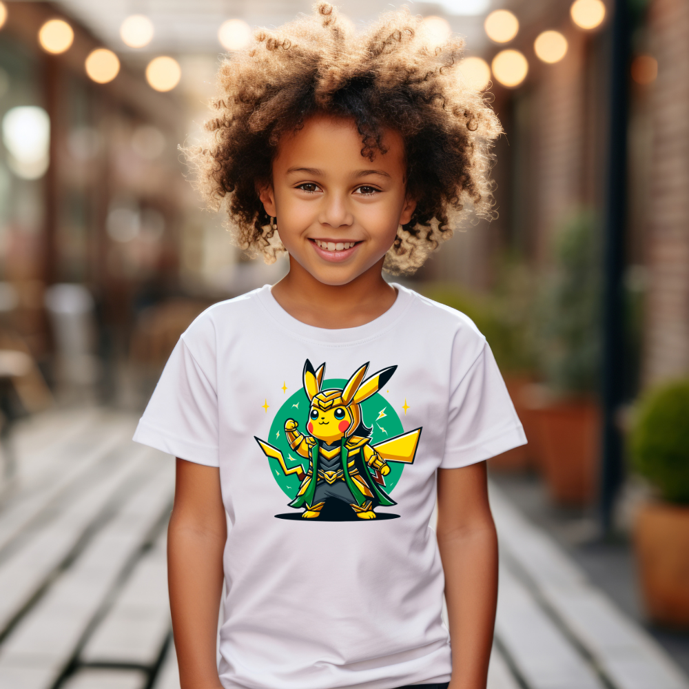 Camiseta Infanto Juvenil Personagens Pikachu Personagem Loki vilão