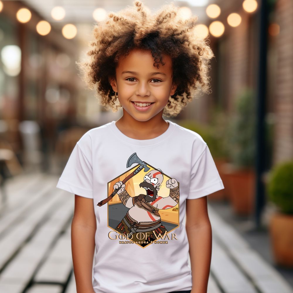 Camiseta Infanto Juvenil Personagens Simpsons Homer God of War