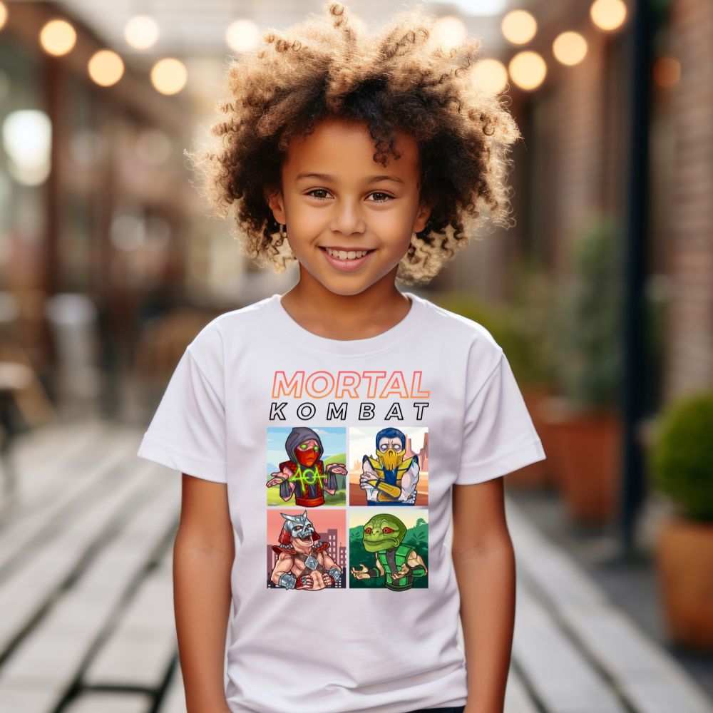 Camiseta Infanto Juvenil Personagens Mortal Kombat Jogos Games