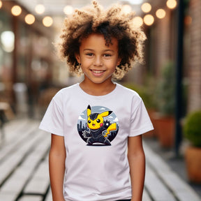 Camiseta Infanto Juvenil Personagens Pikachu Super Heróis Pantera Negra