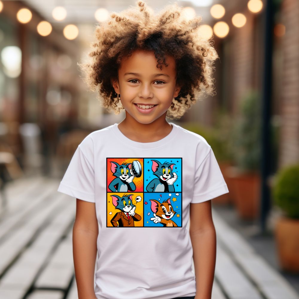 Camiseta Infanto Juvenil Personagens Tom e Jerry Desenhos Infantil