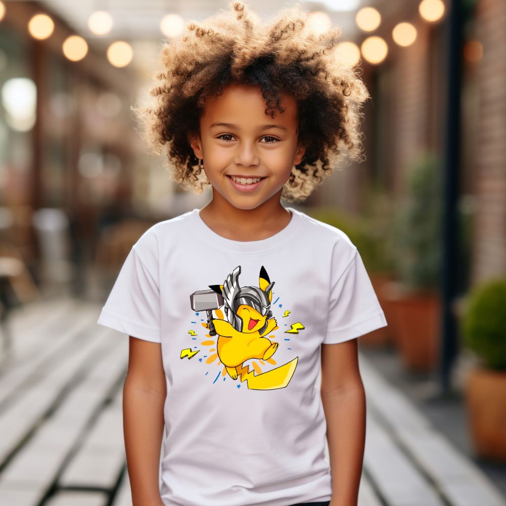 Camiseta Infanto Juvenil Personagens Pikachu Super Heróis 04