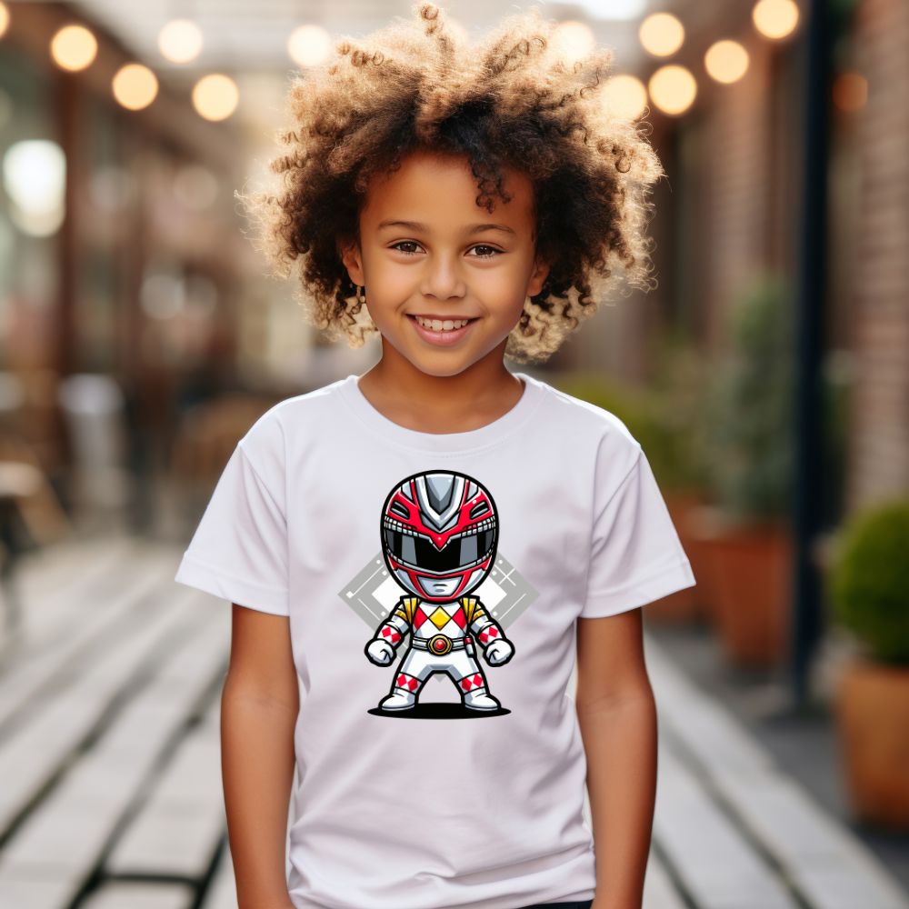 Camiseta Infanto Juvenil Personagens Power Rangers Branco
