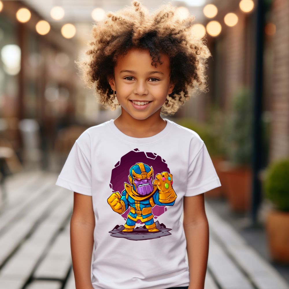 Camiseta Infanto Juvenil Personagens Super Heróis Thanos Vilão