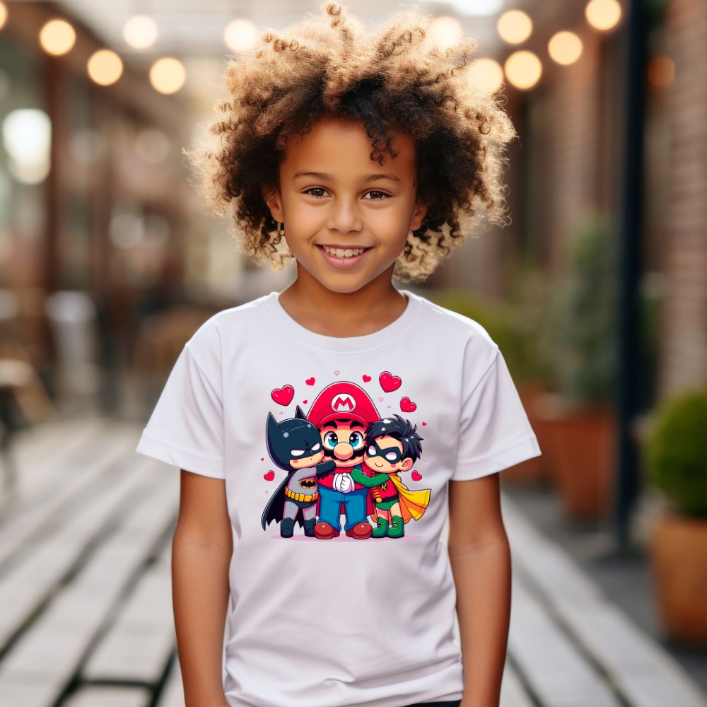Camiseta Infanto Juvenil Personagens Heróis Super Mario