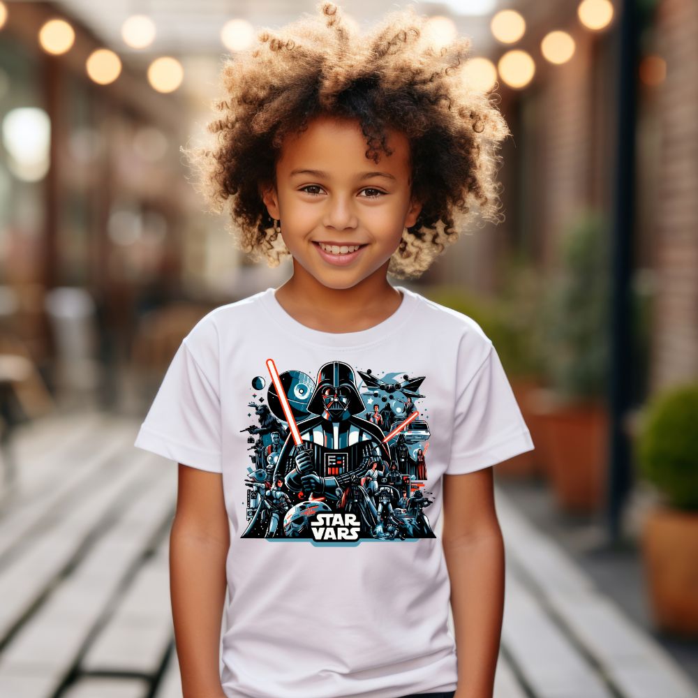 Camiseta Infanto Juvenil Personagens Star Wars Geek Serie Filmes