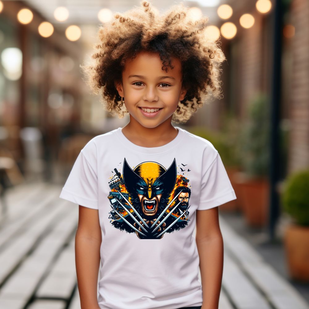 Camiseta Infanto Juvenil Personagens Wolverine X men Garras Super heróis