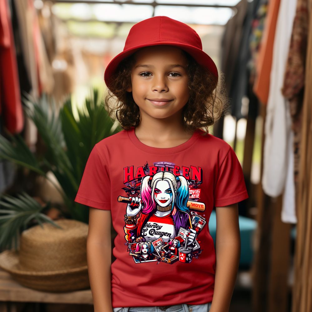 Camiseta Infanto Juvenil Personagens Arlequina Harley Quinn