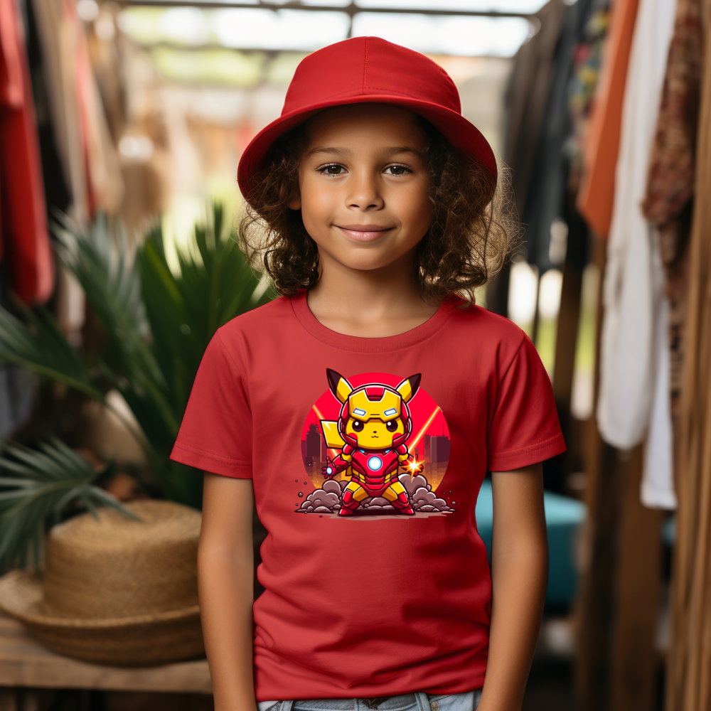 Camiseta Infanto Juvenil Personagens Pokemon Personagem Homem de Ferro