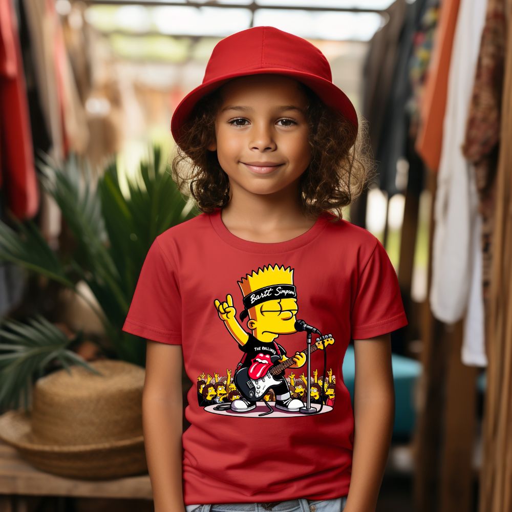 Camiseta Infanto Juvenil Personagens Bart Simpsons Rock Roll 01