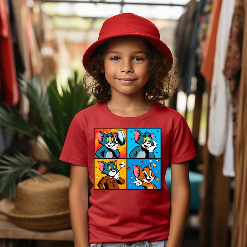Camiseta Infanto Juvenil Personagens Tom e Jerry Desenhos Infantil