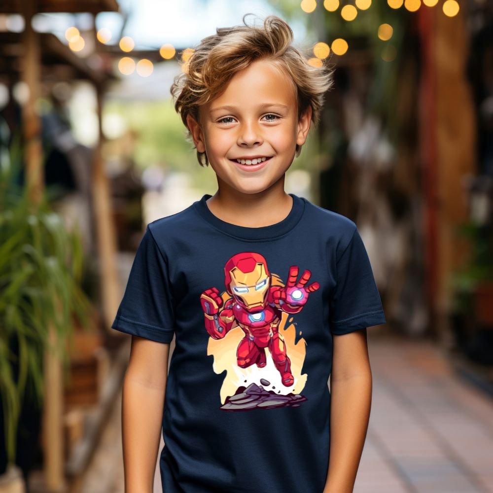 Camiseta Infanto Juvenil Personagens Super Heróis Homem de Ferro