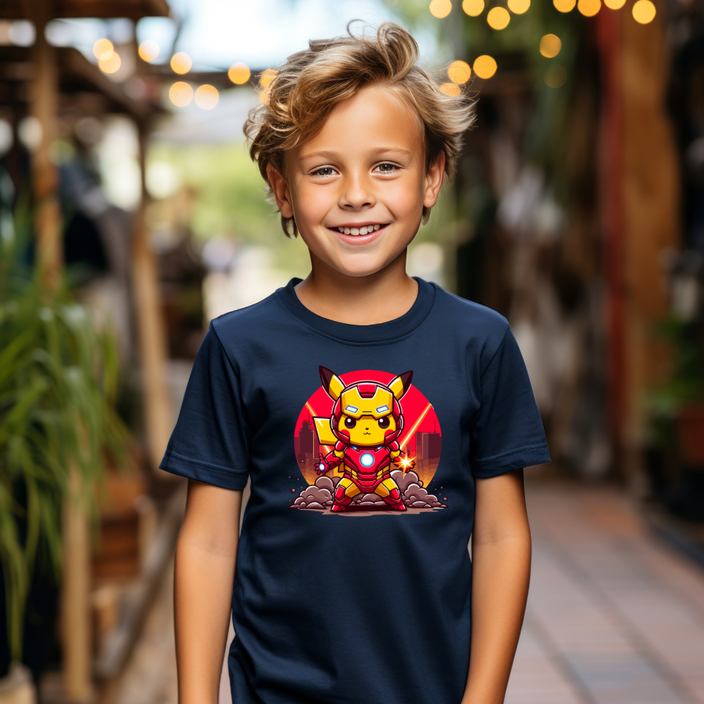 Camiseta Infanto Juvenil Personagens Pokemon Personagem Homem de Ferro