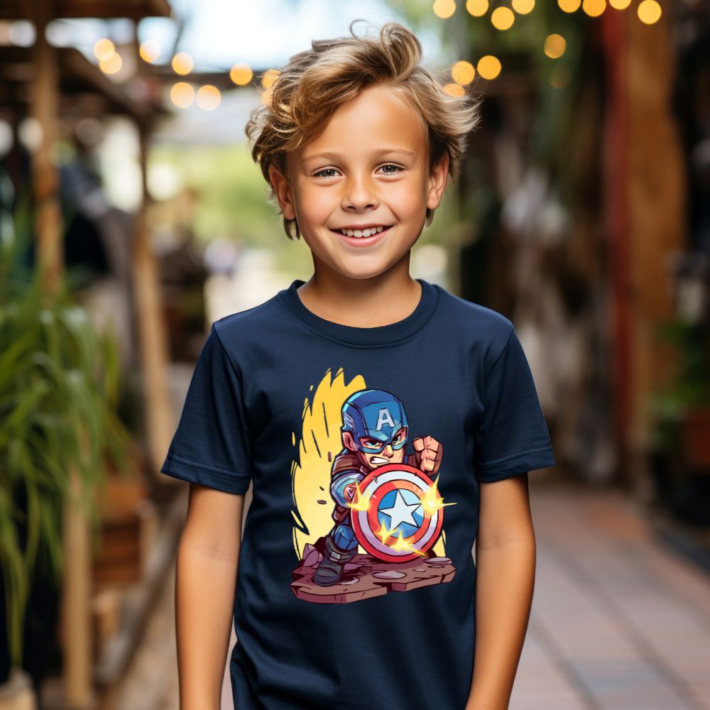 Camiseta Infanto Juvenil Personagens Super Herois Capitão América