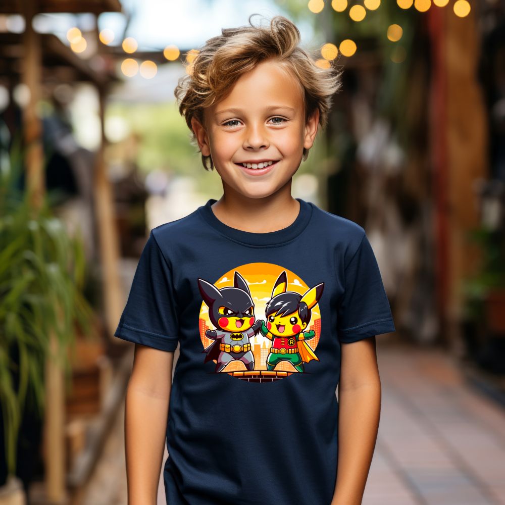 Camiseta Infanto Juvenil Personagens Pikachu Super Heróis