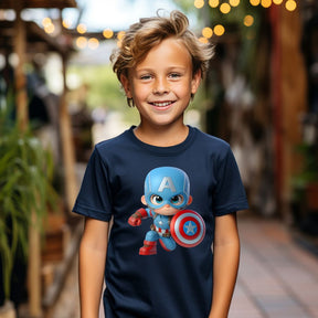 Camiseta Infanto Juvenil Personagens Infantil Capitão América Mini Herói