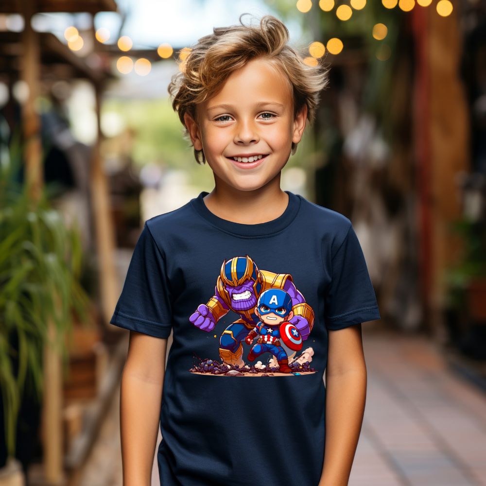 Camiseta Infanto Juvenil Personagens Thanos Super Heróis Capitão América