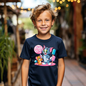 Camiseta Infanto Juvenil Personagens Tom e Jerry Desenho kids